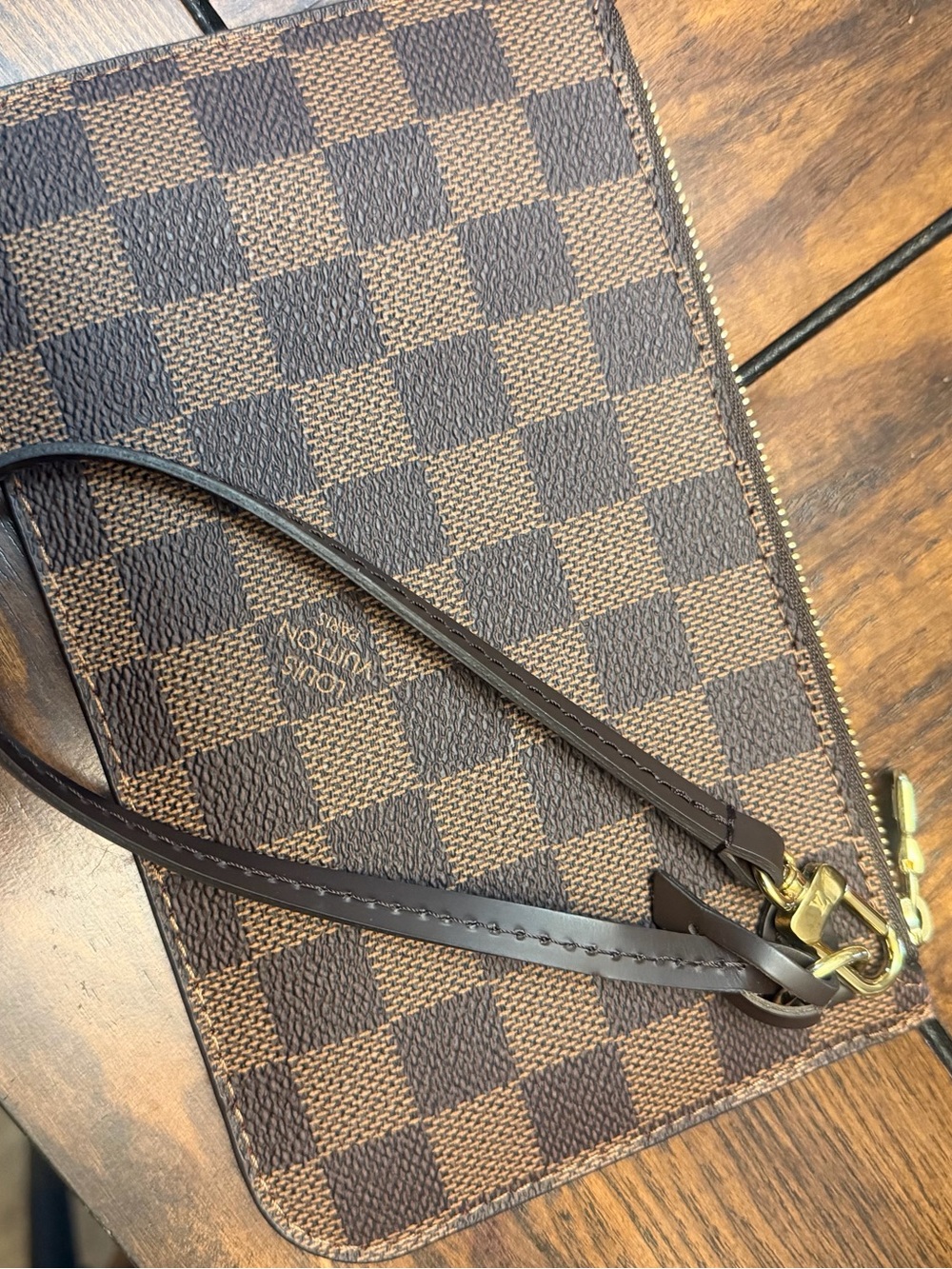 Louis Vuitton Mini Pochette Accessoires Damier Brown & Red Wristlet